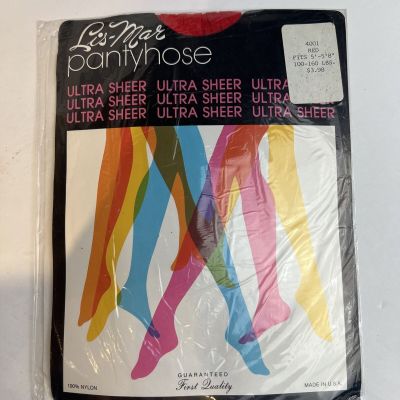 Lis-Mar Ultra Sheer Nylon Pantyhose Red One Size USA NEW Fairy Kei
